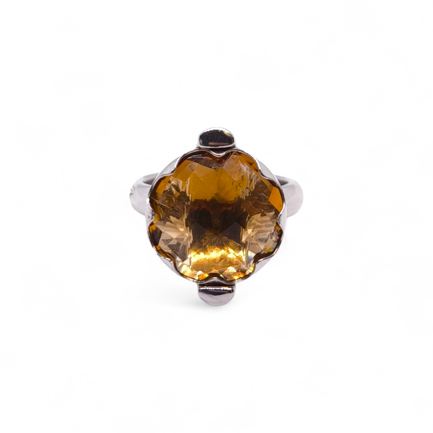 Anello Anello in Argento 925 con Quarzo Citrino Taglio Briolet - Gioielli Pavan