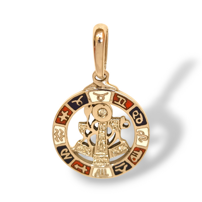 Ciondoli e pendenti Ciondolo in oro a forma di Compasso nautico con diamanti e smalto a fuoco - Gioielli Pavan