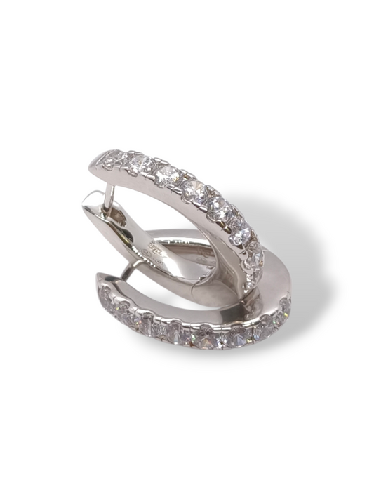 Orecchini Orecchini a Scattino Ovali in Argento 925 con Zirconi - Gioielli Pavan