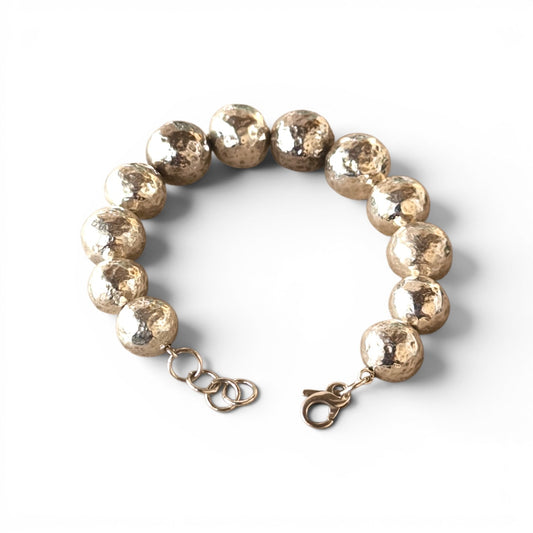 Bracciale Bracciale Argento 925 Maglia Veneta con Boule Martellate - Gioielli Pavan