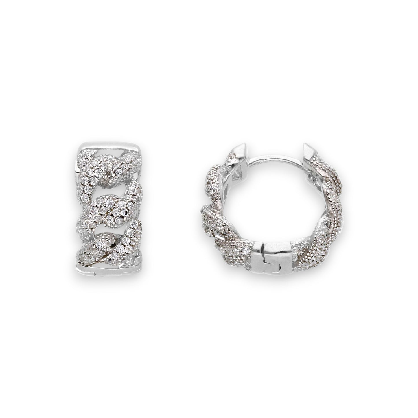 Orecchini Orecchini in argento tondi maglia groumette a pavé - Gioielli Pavan