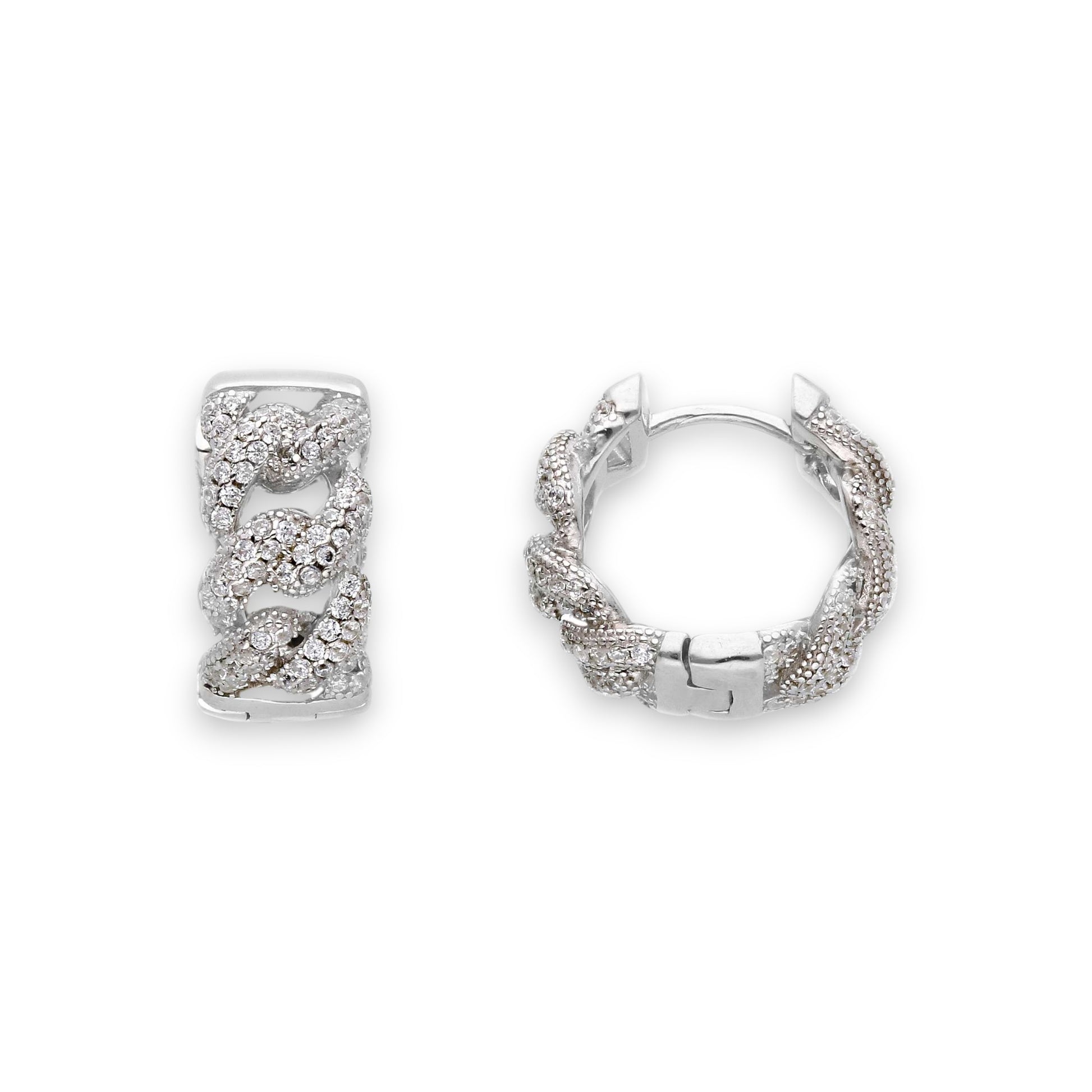 Orecchini Orecchini in argento tondi maglia groumette a pavé - Gioielli Pavan