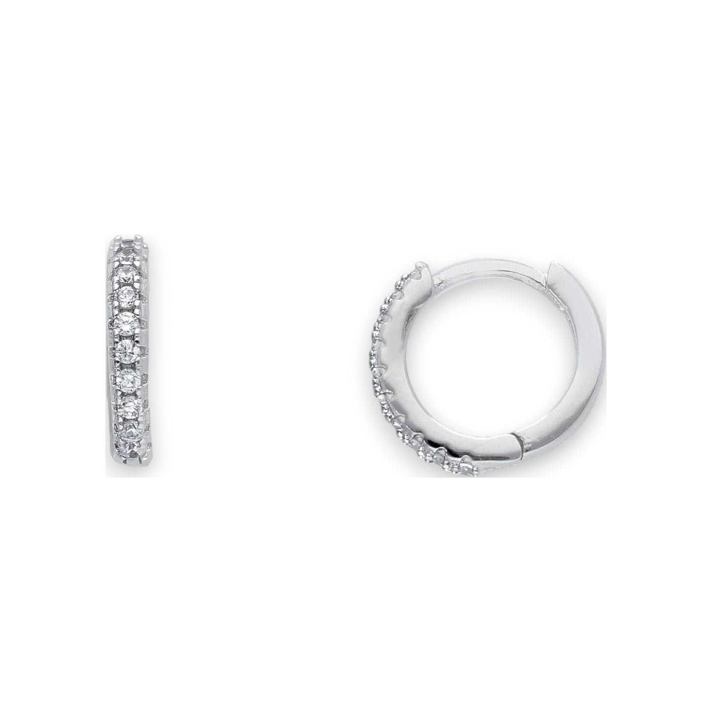 Orecchini Orecchini in argento a scattino con zirconi a pavé diam. 1 cm - Gioielli Pavan