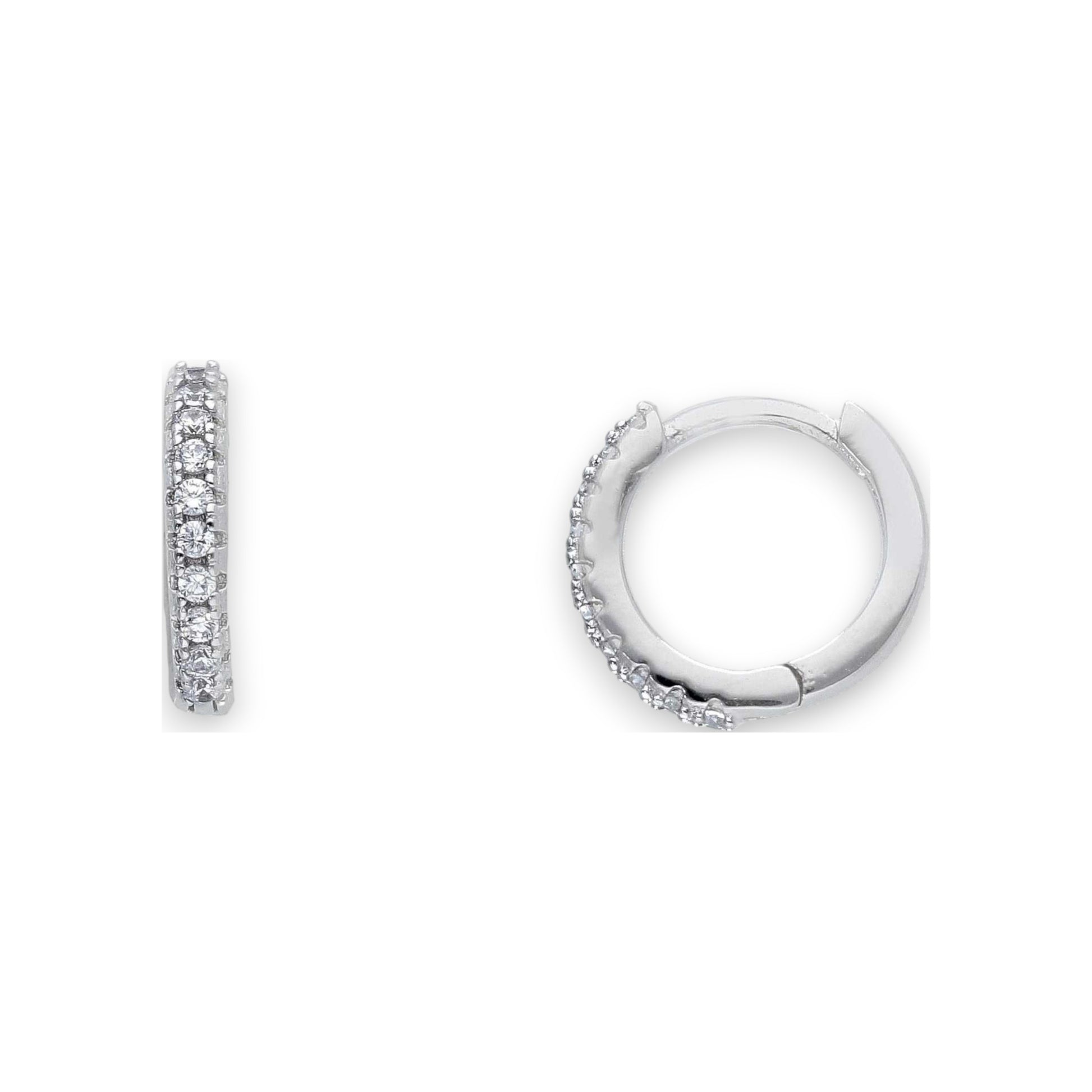 Orecchini Orecchini in argento a scattino con zirconi a pavé diam. 1 cm - Gioielli Pavan