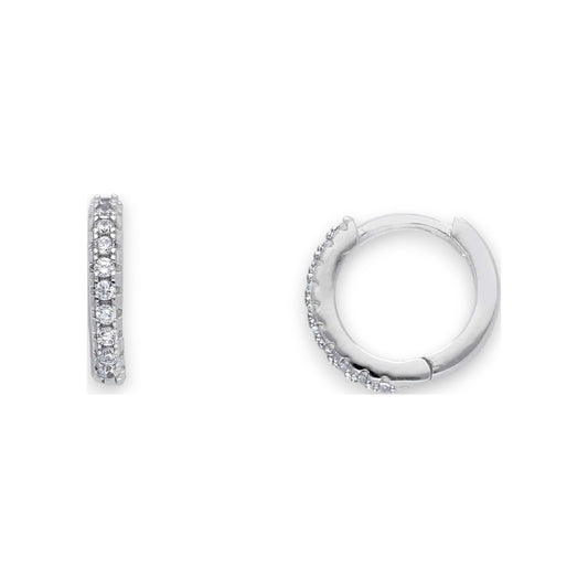 Orecchini Orecchini in argento a scattino con zirconi a pavé diam. 1 cm - Gioielli Pavan