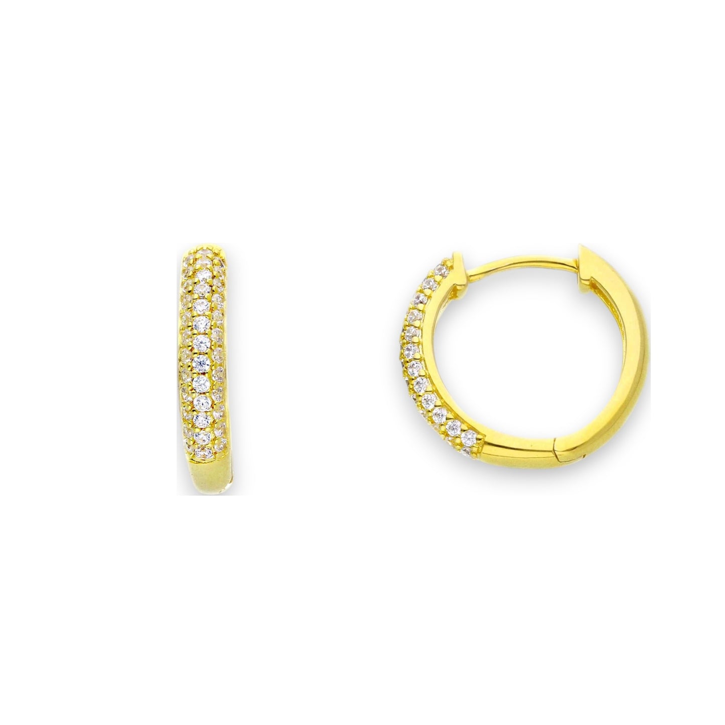 Orecchini Orecchini in argento a scattino dorati gialli con zirconi a pavé - Gioielli Pavan