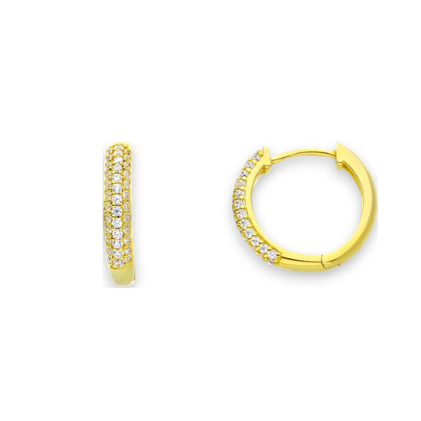 Orecchini Orecchini in argento a scattino dorati gialli con zirconi a pavé - Gioielli Pavan