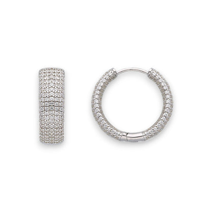 Orecchini Orecchini in argento tondi con zirconi a pavè diam. 1,5 cm - Gioielli Pavan