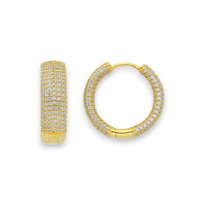 Orecchini Orecchini in argento tondi con zirconi a pavè diam. 1,5 cm - Gioielli Pavan