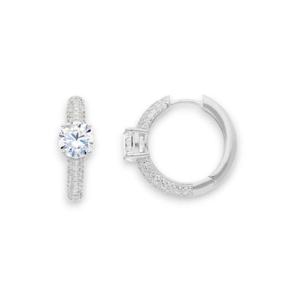 Orecchini Orecchini in argento tondi con zirconi a pavè diam. 2 cm - Gioielli Pavan