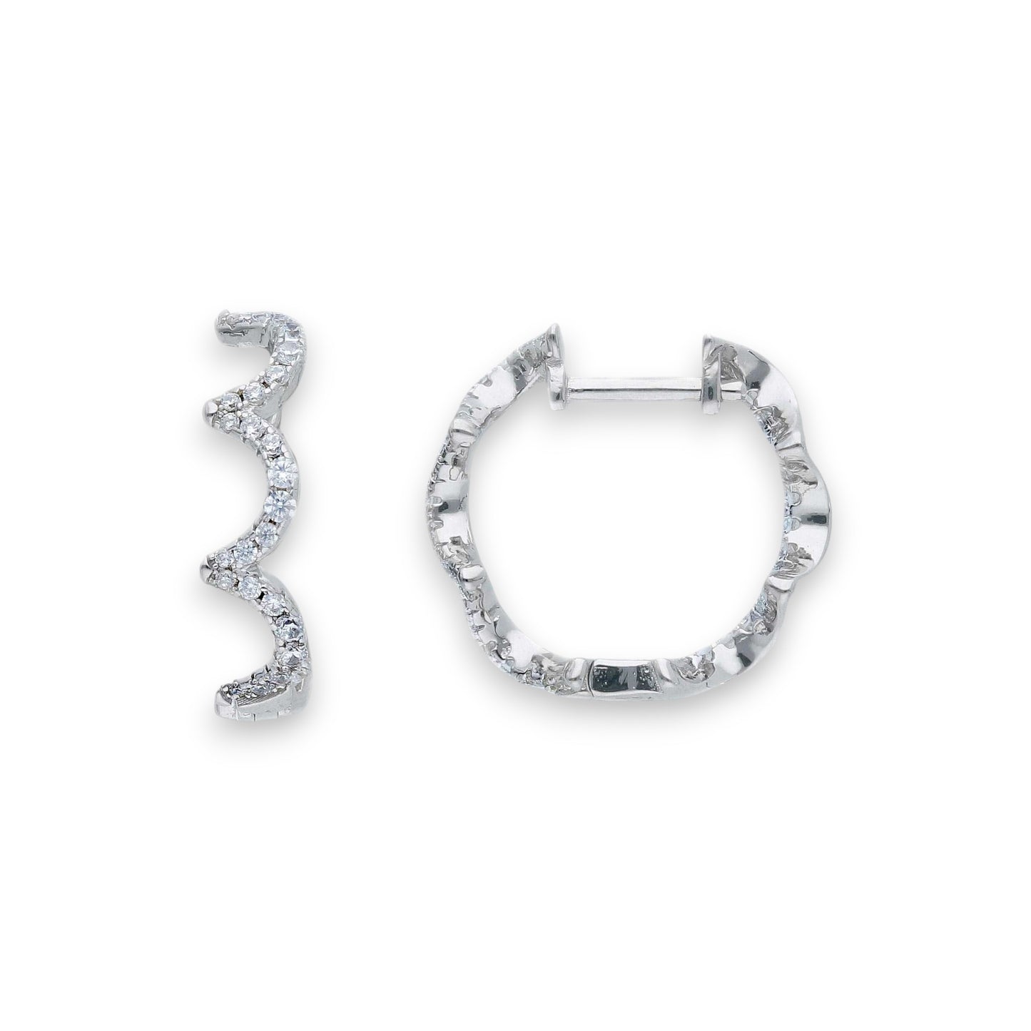 Orecchini Orecchini in argento scattini a forma di onda con pavé di zirconi - Gioielli Pavan