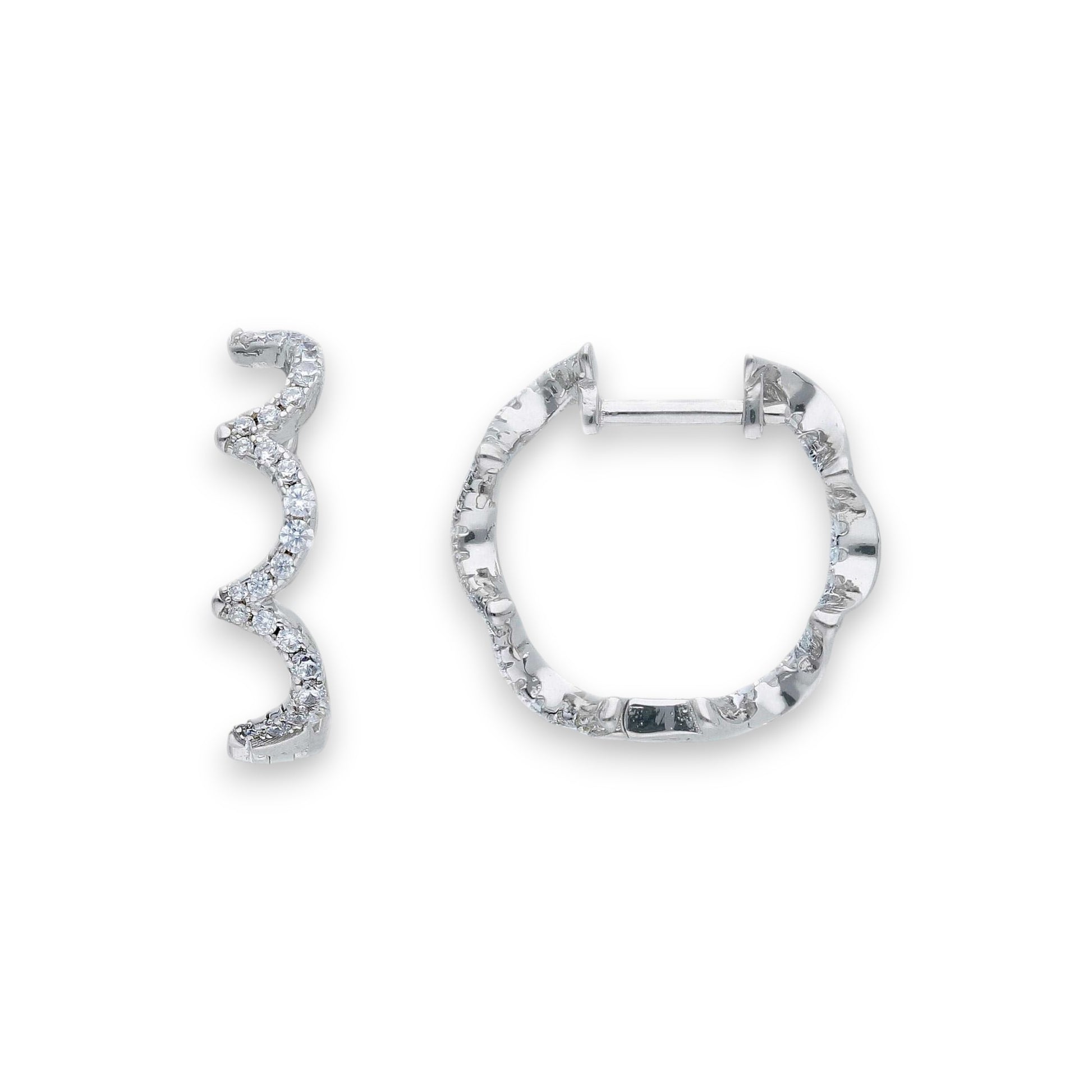 Orecchini Orecchini in argento scattini a forma di onda con pavé di zirconi - Gioielli Pavan