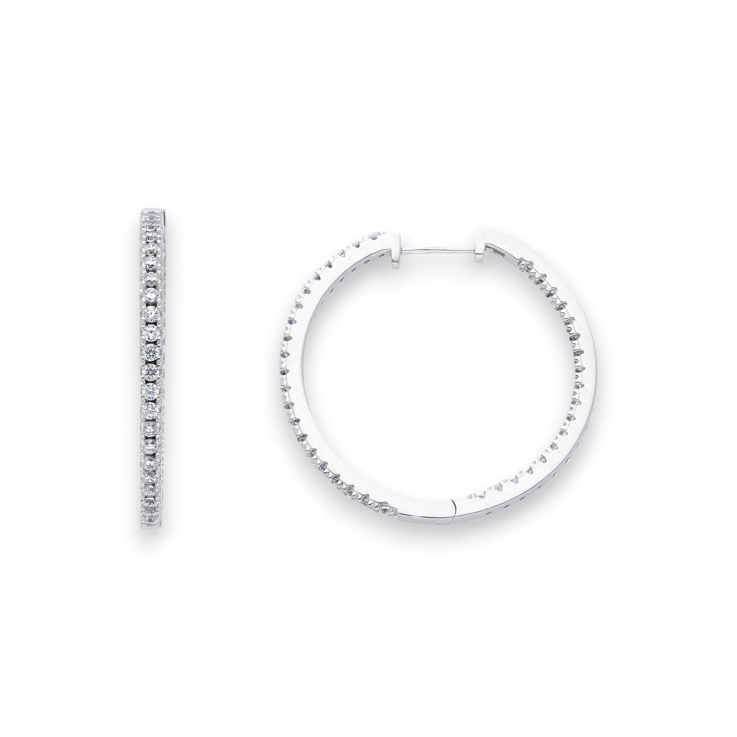 Orecchini Orecchini in argento a scattino con zirconi a pavé diam. 3 cm - Gioielli Pavan