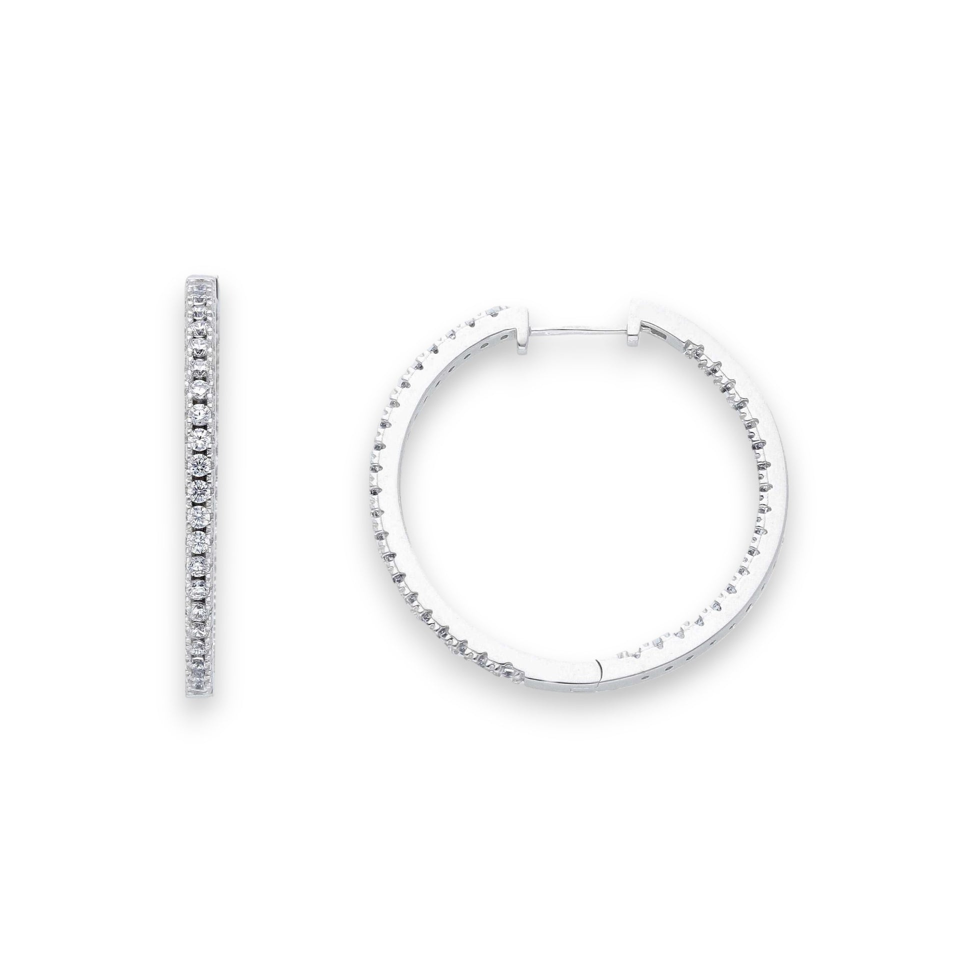 Orecchini Orecchini in argento a scattino con zirconi a pavé diam. 3 cm - Gioielli Pavan