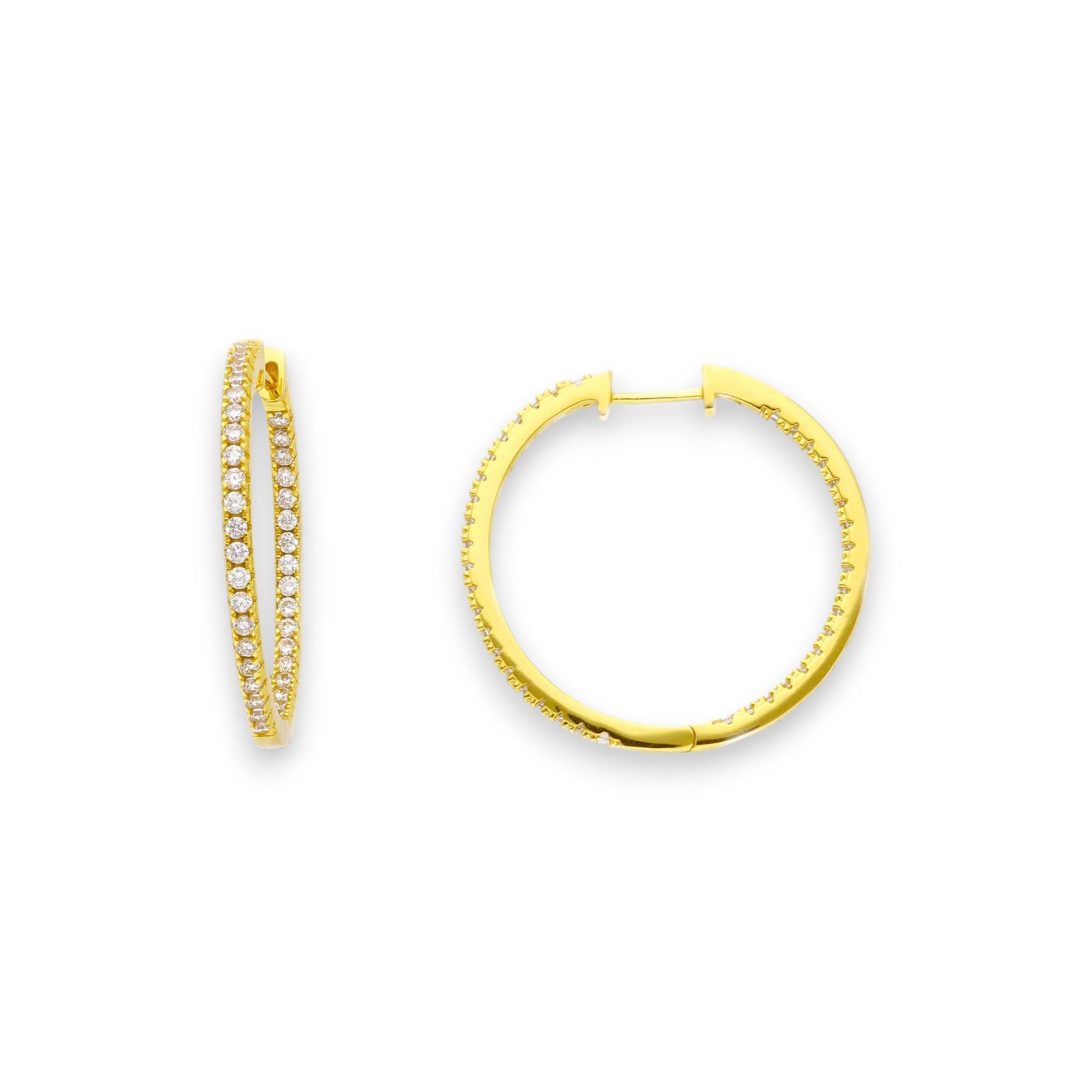 Orecchini Orecchini in argento a scattino con zirconi a pavé diam. 3 cm - Gioielli Pavan