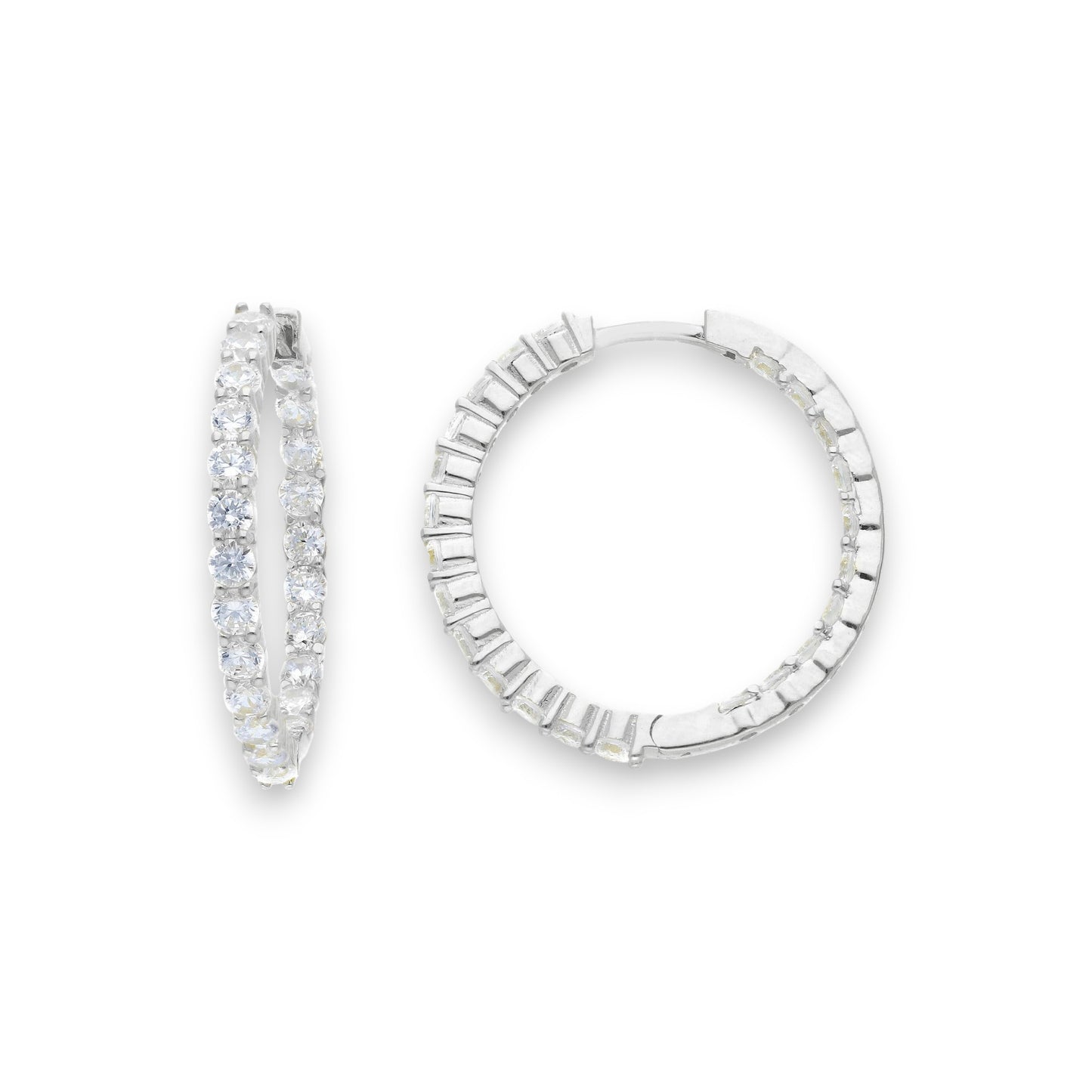 Orecchini Orecchini in argento a scattino con zirconi a pavé diam. 2,5 cm - Gioielli Pavan