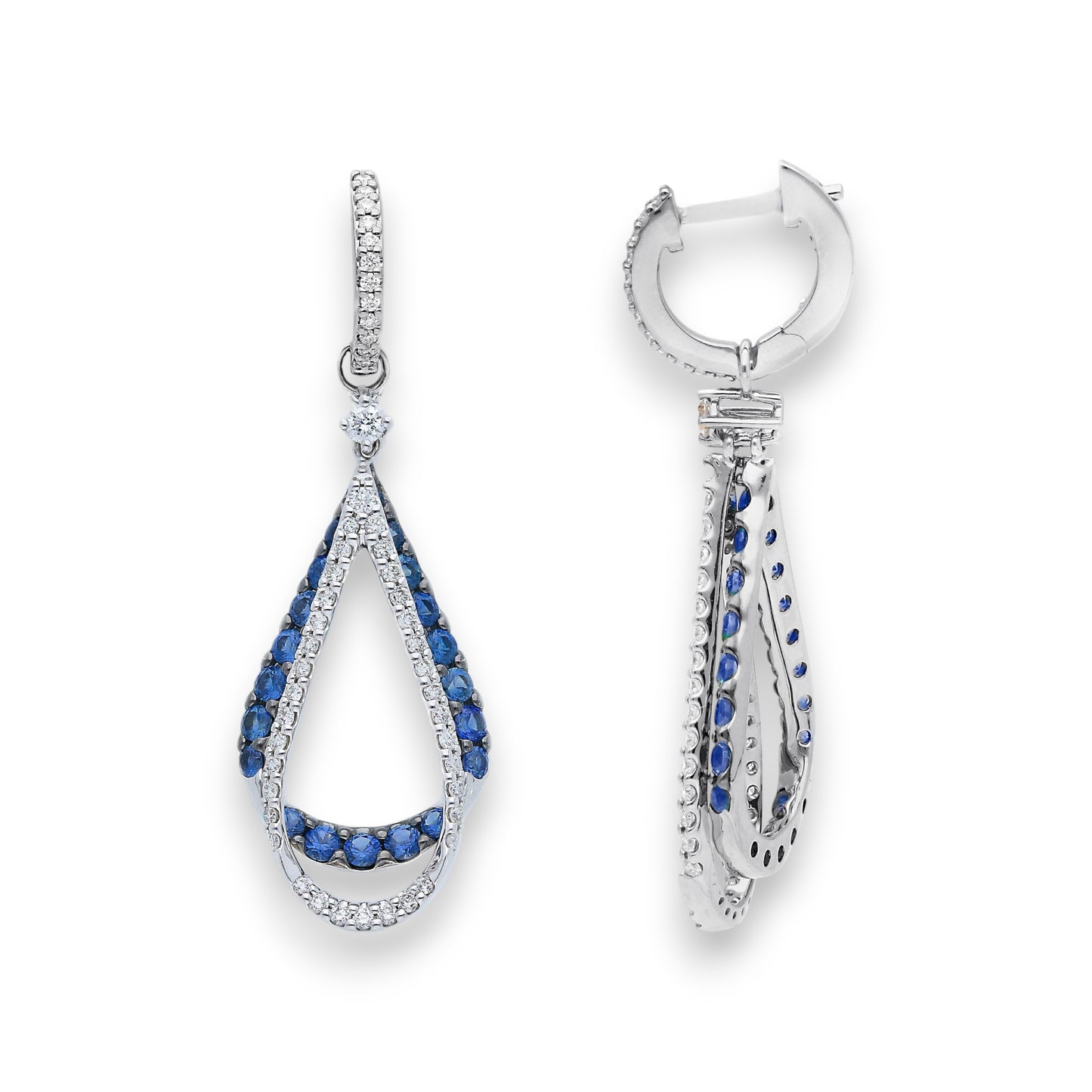 Orecchini Orecchini in oro con Diamanti e Zaffiri blu pendenti - Gioielli Pavan