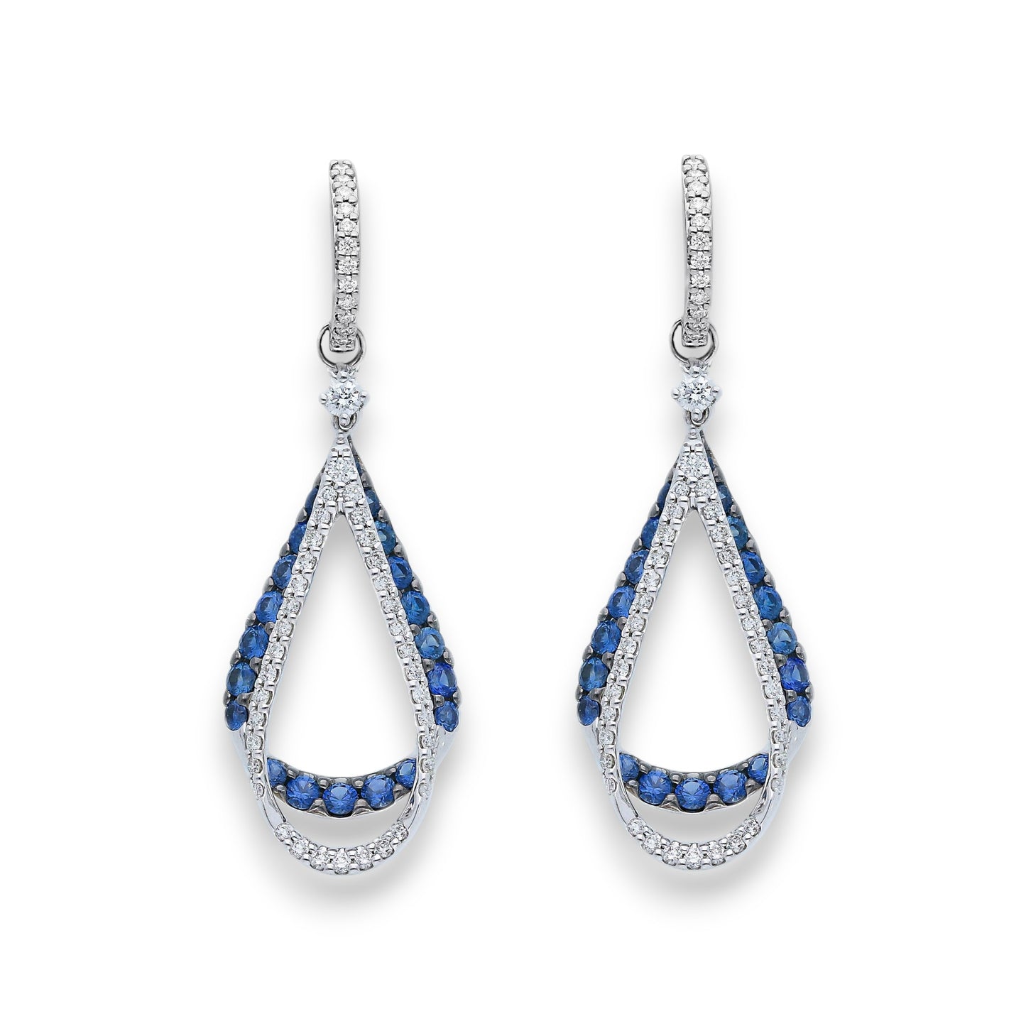 Orecchini Orecchini in oro con Diamanti e Zaffiri blu pendenti - Gioielli Pavan