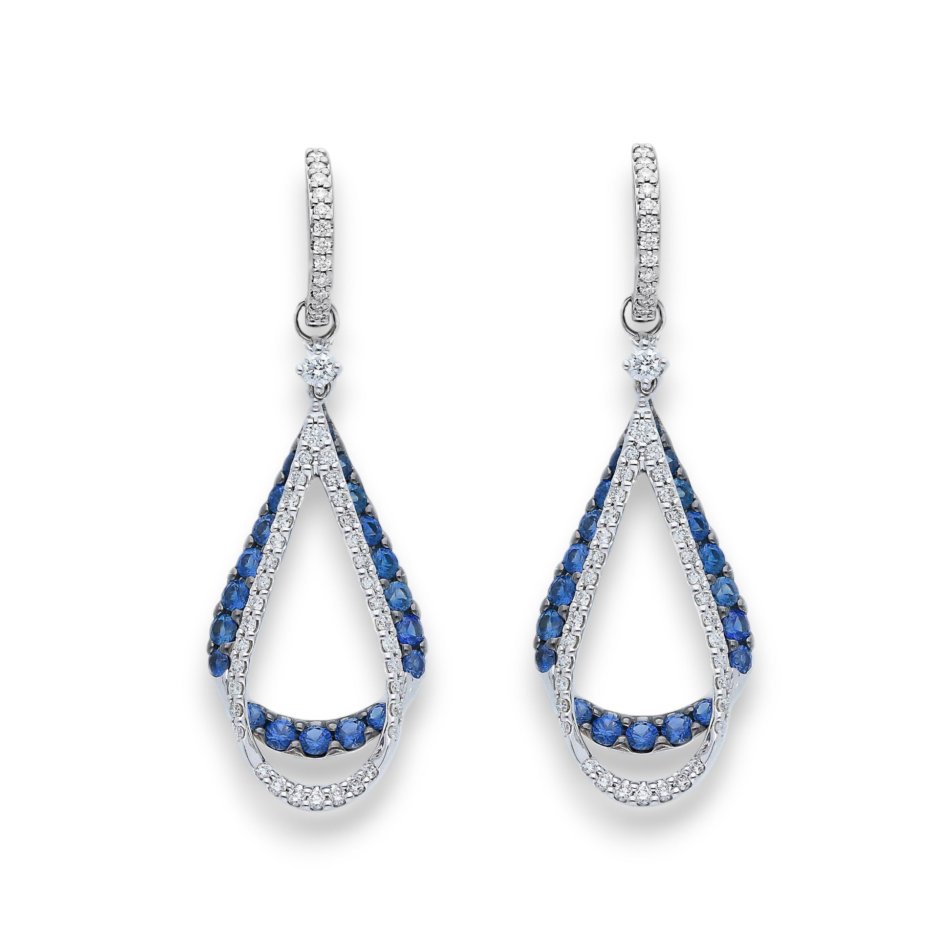 Orecchini Orecchini in oro con Diamanti e Zaffiri blu pendenti - Gioielli Pavan