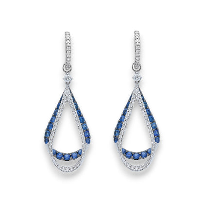 Orecchini Orecchini in oro con Diamanti e Zaffiri blu pendenti - Gioielli Pavan