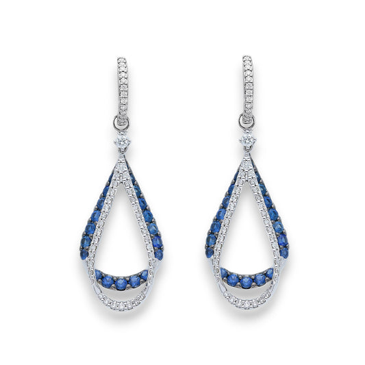 Orecchini Orecchini in oro con Diamanti e Zaffiri blu pendenti - Gioielli Pavan