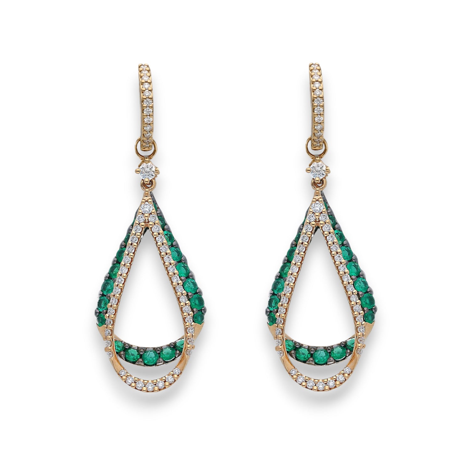 Orecchini Orecchini in oro con Diamanti e Smeraldi pendenti - Gioielli Pavan