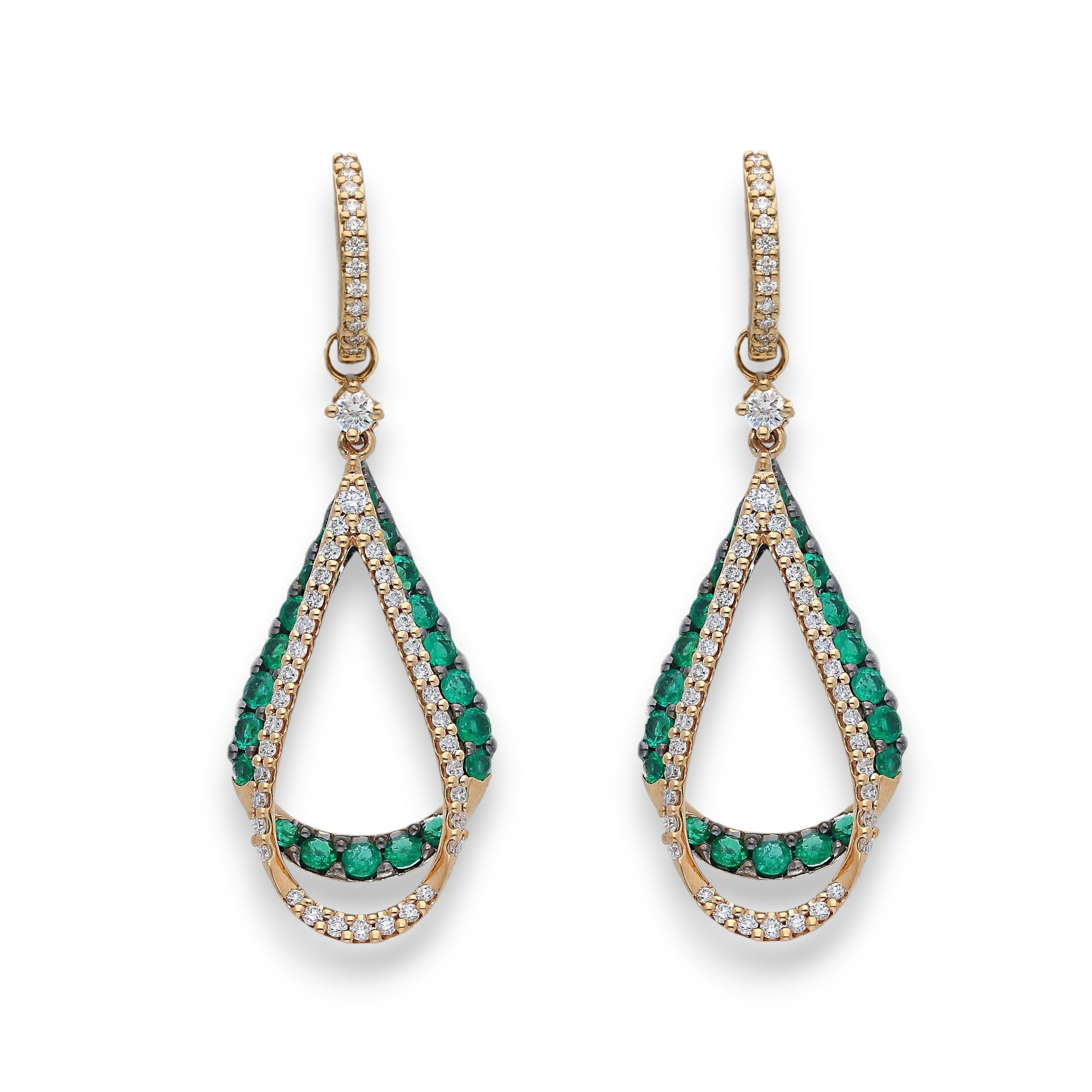 Orecchini Orecchini in oro con Diamanti e Smeraldi pendenti - Gioielli Pavan