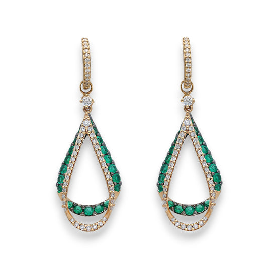 Orecchini Orecchini in oro con Diamanti e Smeraldi pendenti - Gioielli Pavan
