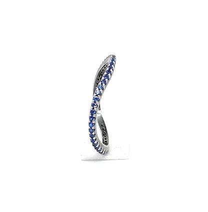 Silver ring with wavy zirconia band