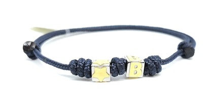 Steel Nut Bracelet With Star Symbol And Letter B In Yellow Gold 