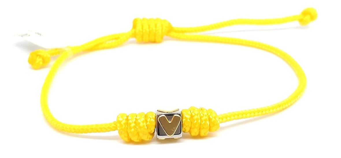 Dado Bracelet In Steel And Letter V In Yellow Gold 