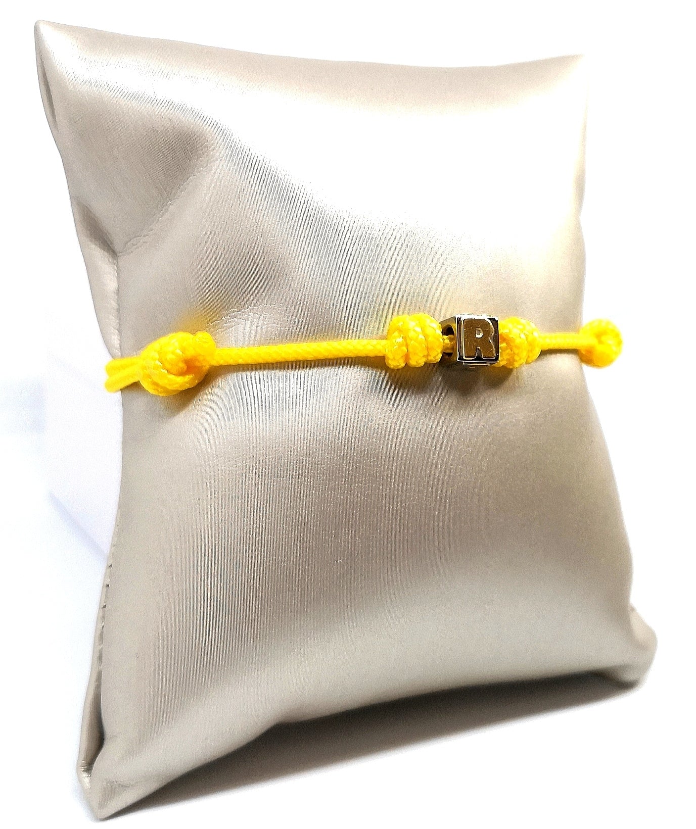 Dado Bracelet In Steel And Letter R In Yellow Gold 