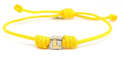 Dado Bracelet In Steel And Letter L In Yellow Gold 