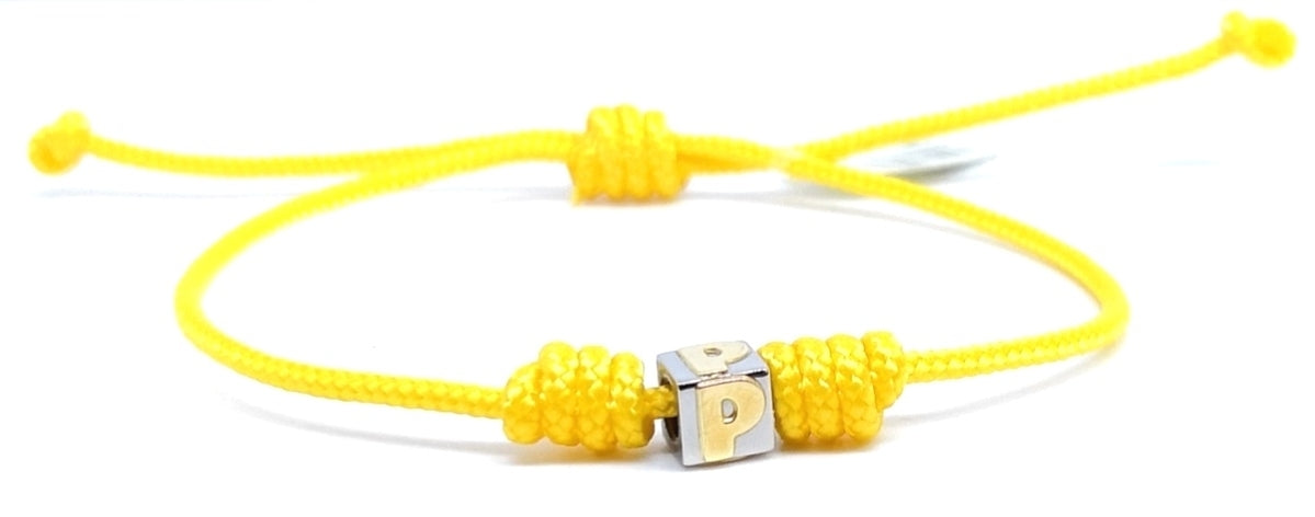Dado Bracelet In Steel And Letter P In Yellow Gold 