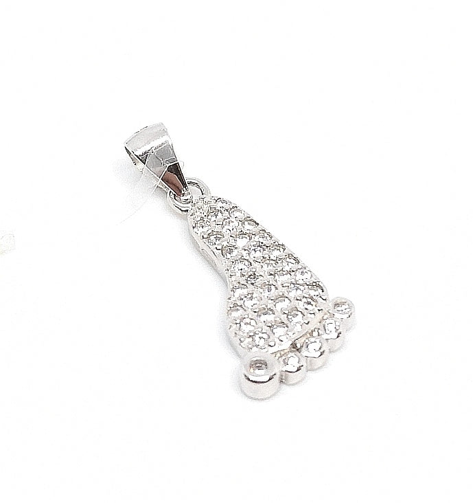 Silver Pendant - Pave foot in zircons