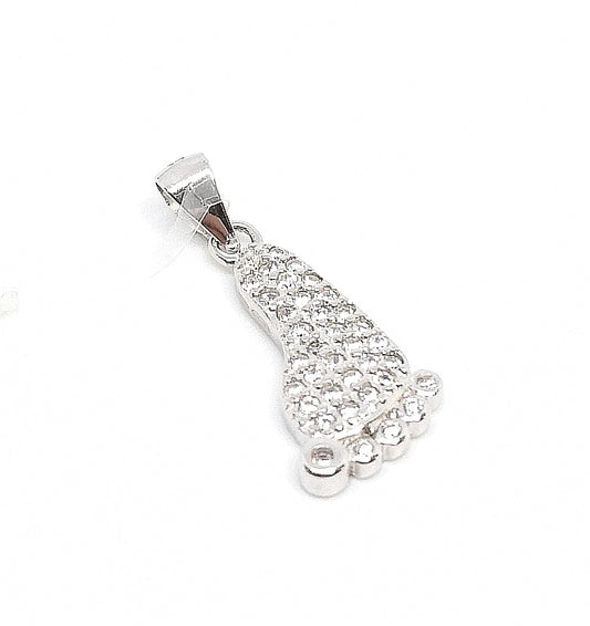 Silver Pendant - Pave foot in zircons