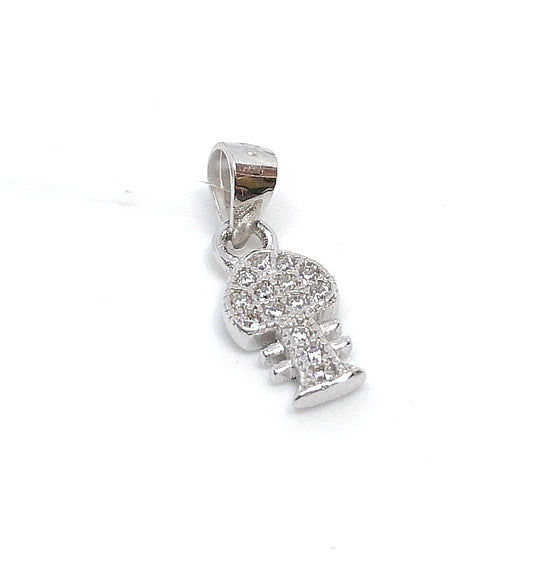 Silver Pendant - Pave fish bone in zircons 