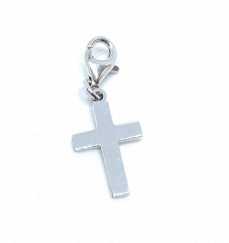 Silver Pendant - Classic cross with 1cm carabiner
