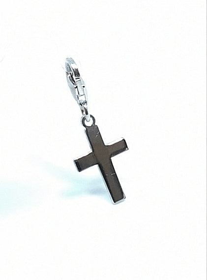 Silver Pendant - Classic cross with 1cm carabiner