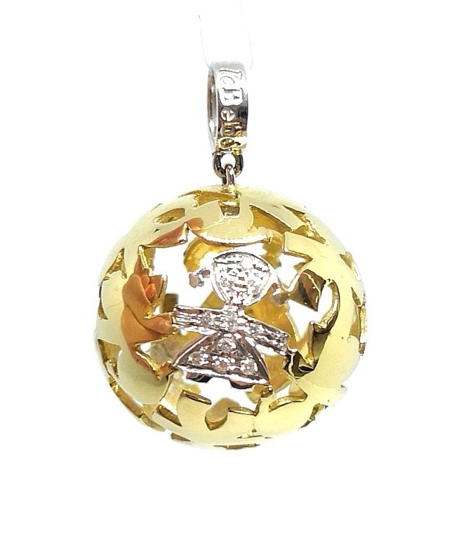 Le Bebe sphere pendant in yellow gold with little girl in diamonds 