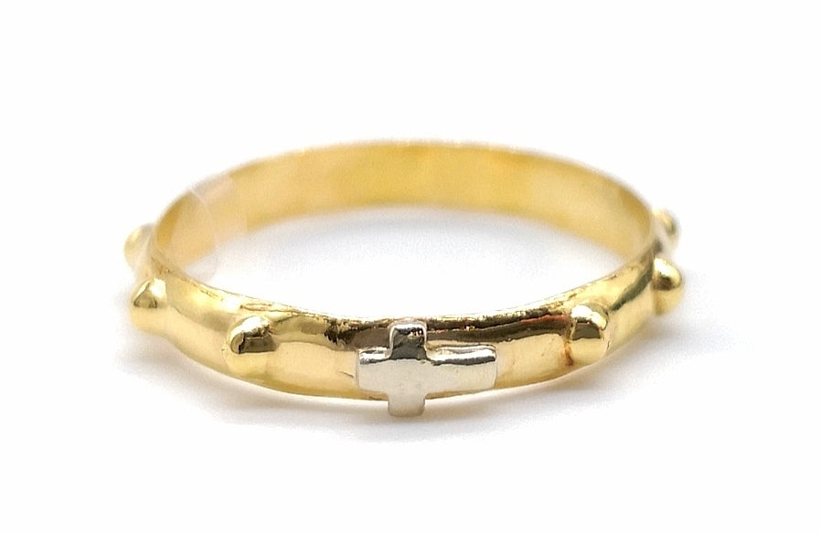 Rosary ring in yellow and white gold