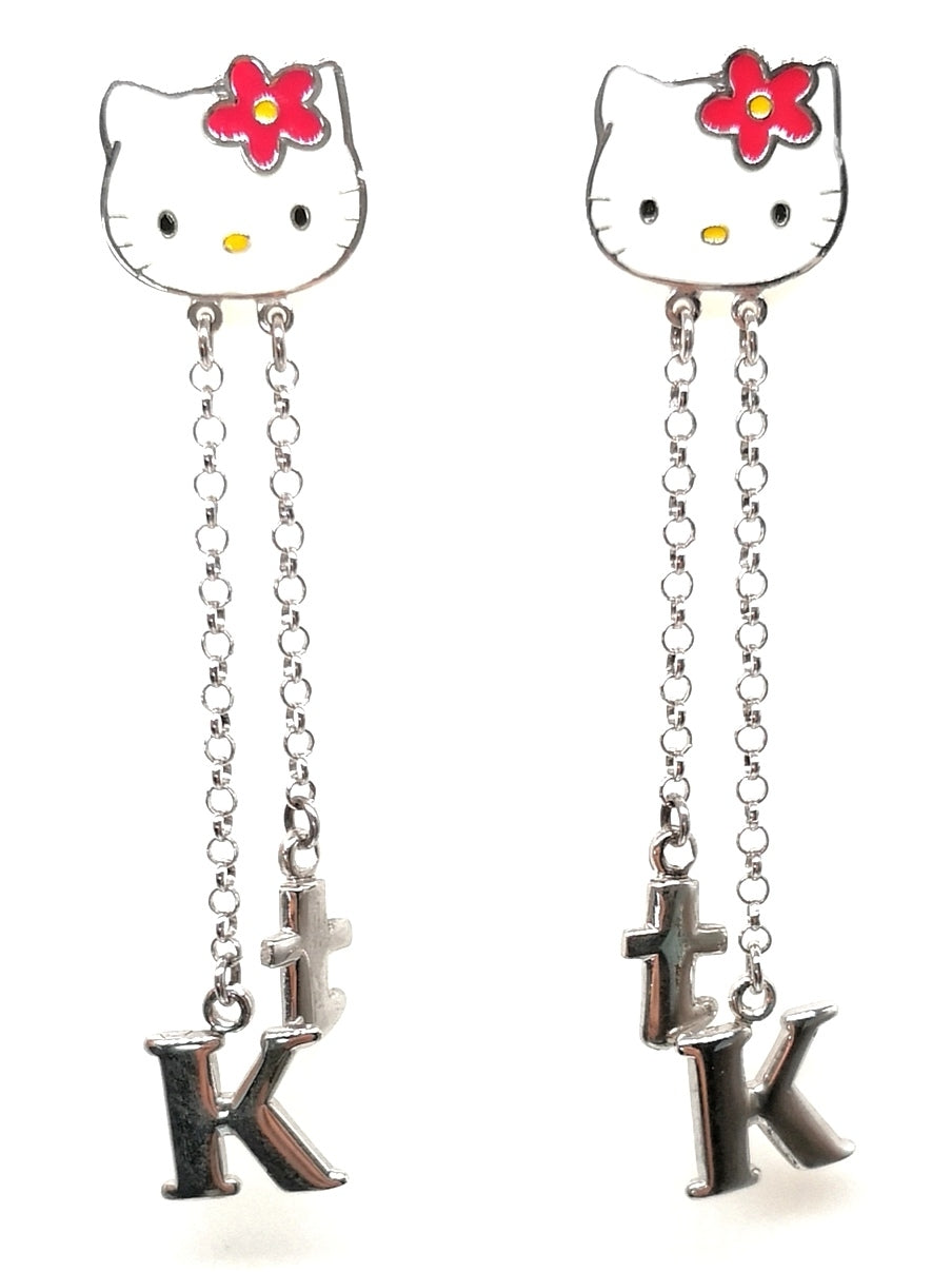 Orecchini in argento pendenti Hello Kitty