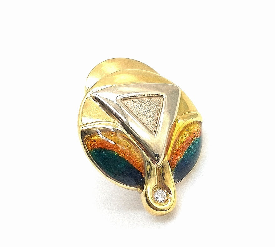 Pavan Jewelry - Enamelled gold tip with diamond