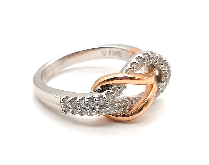 Infinity silver ring with zirconia