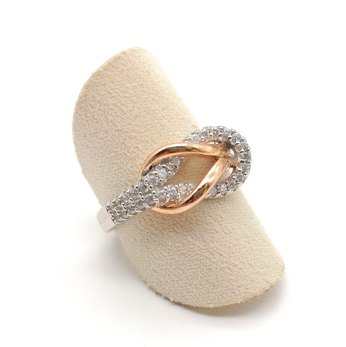 Infinity silver ring with zirconia