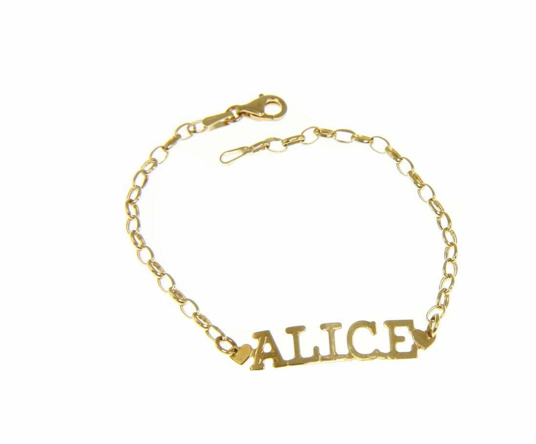 Gold bracelet with your name in block letters