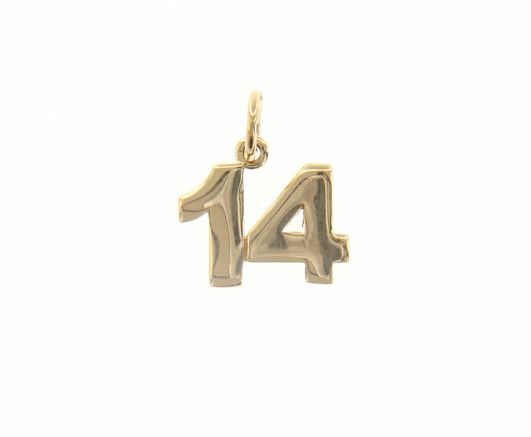 18kt gold number pendants