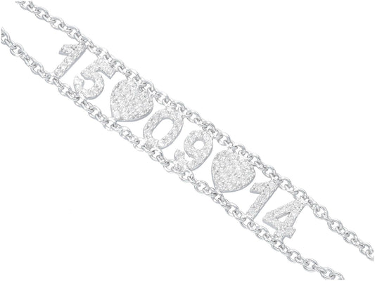 Pavan Jewelry - Bracelet with date in silver zirconia pavé