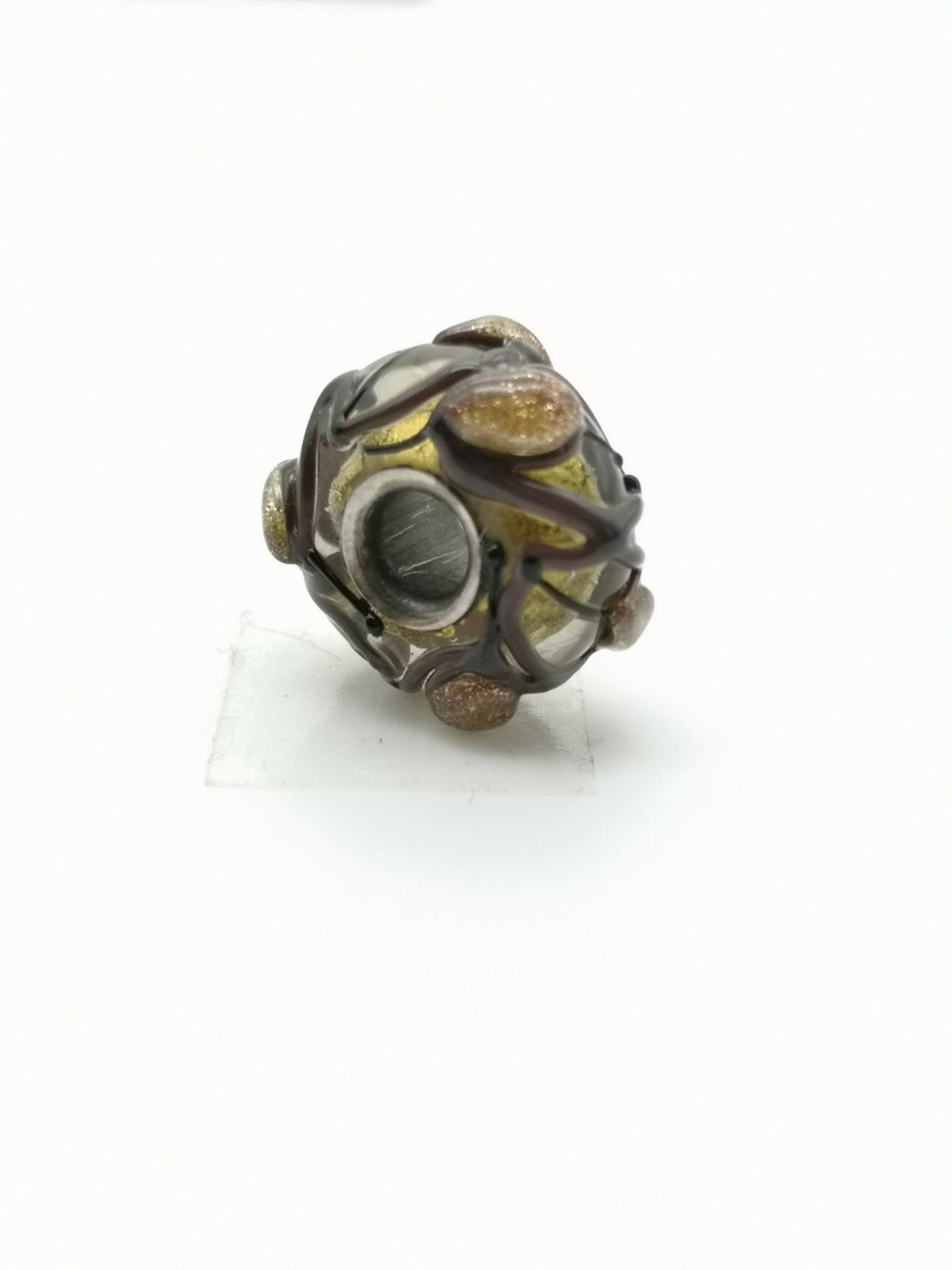Beads not trollbeads - Unique handcrafted - gold weaving 