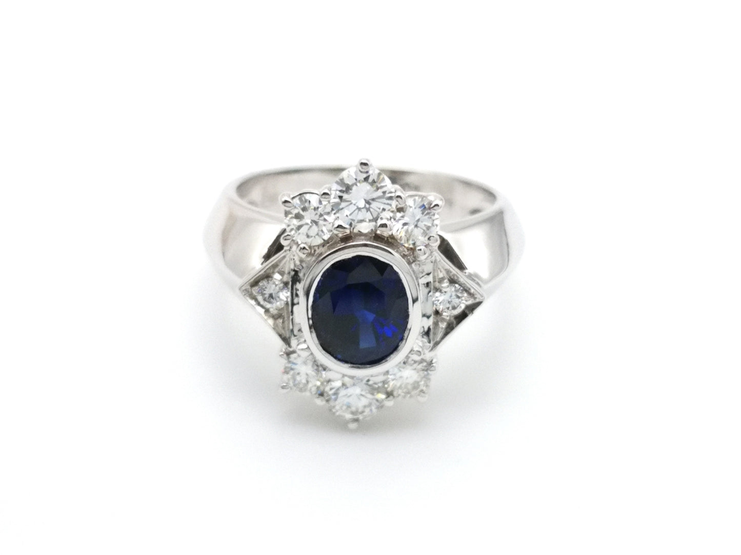 Pavan Jewelry - Cocktail ring in white gold, diamonds and sapphire